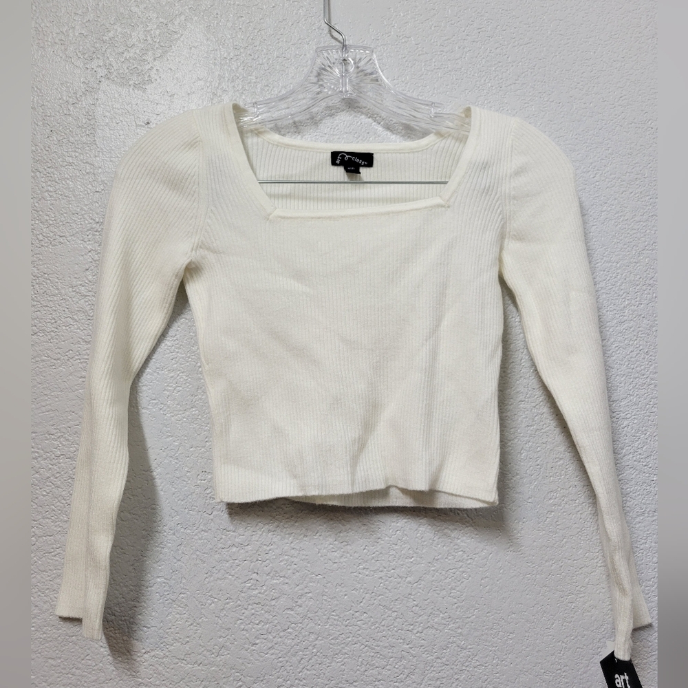 Art Class Cream Ribbed Long Sleeve Top Size 8 (M) Nwt